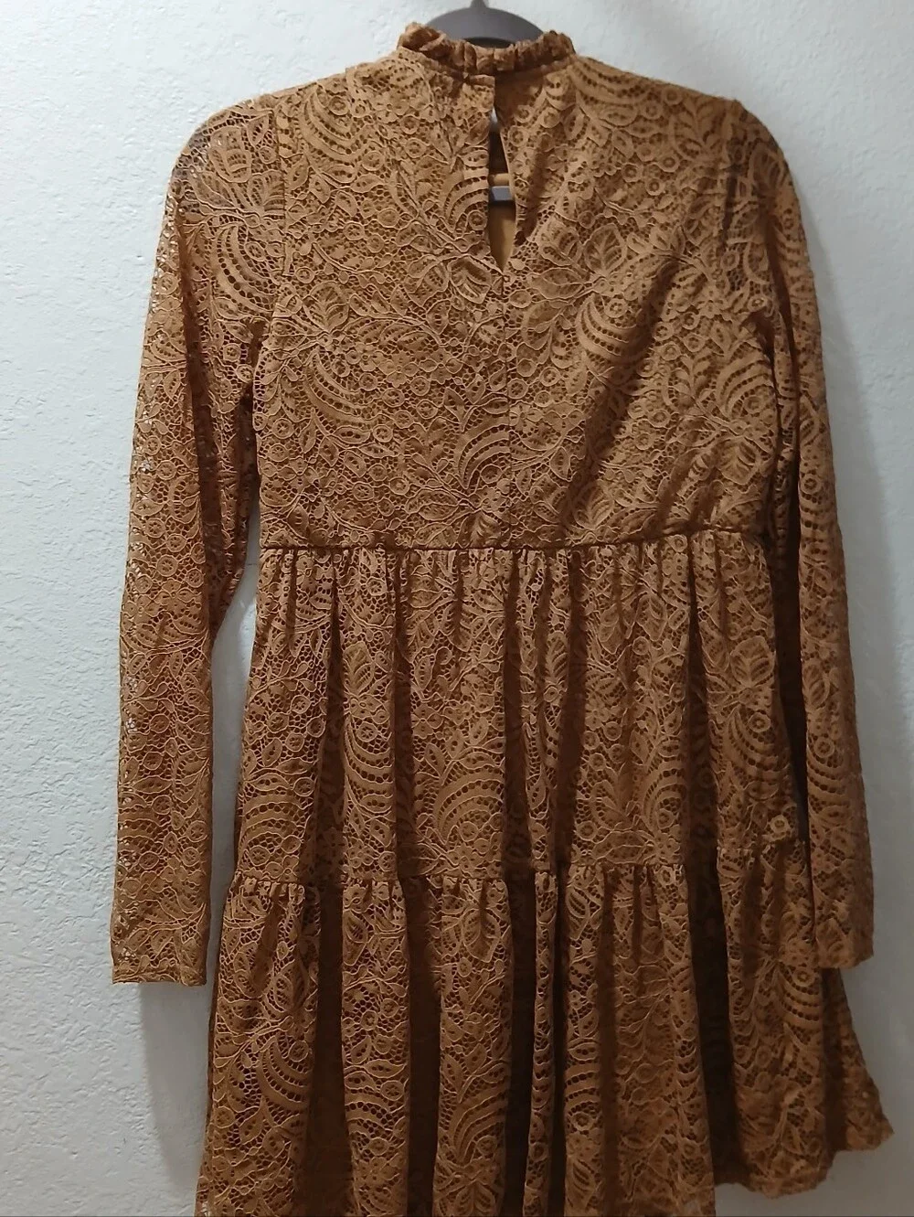 Forever 21 new M Mustard Lace Ruffle Mini Dress